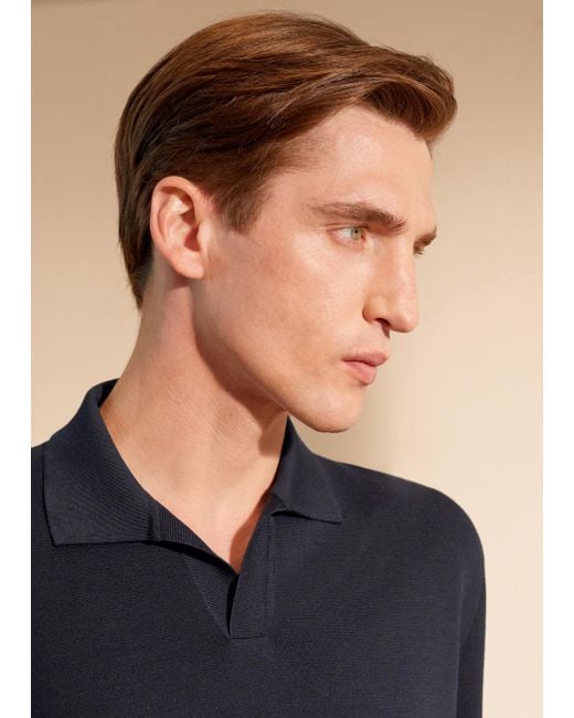 Loro Piana Blue Buttonless Polo Shirt for men