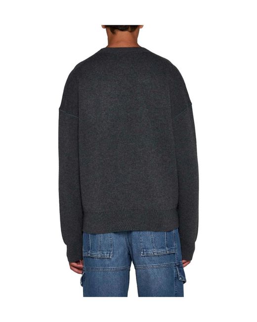 Isabel Marant Gray Logo Intarsia Knitted Crewneck Jumper for men