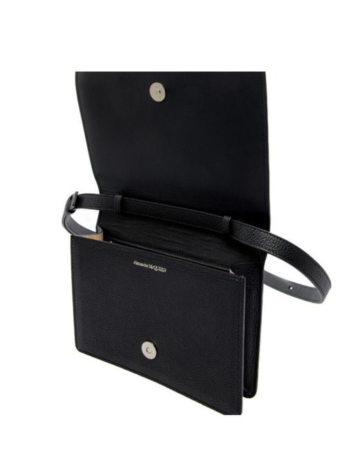 McQueen Black The Four Ring Foldover Shoulder Bag
