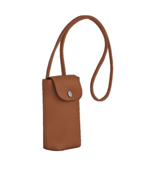 Longchamp Brown Le Pliage Xtra Leather Phone Case