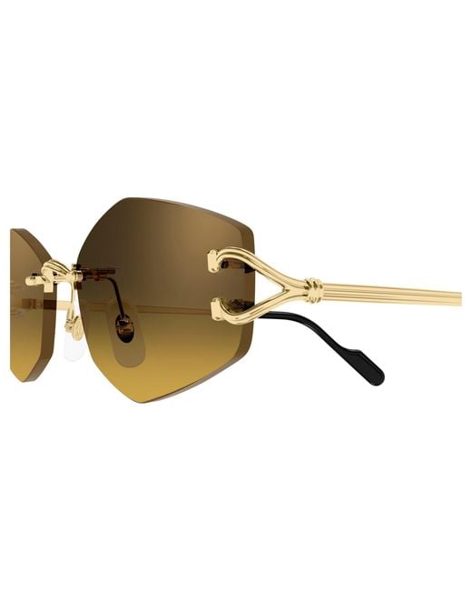 Cartier Yellow Rimless Irregular-Shape Sunglasses for men