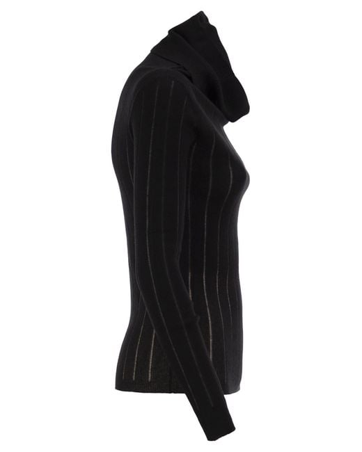 Max Mara Black Long-Sleeve High-Neck Top