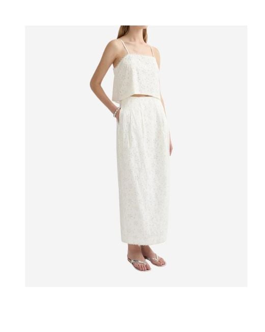 Posse White Pleated Midi Skirt