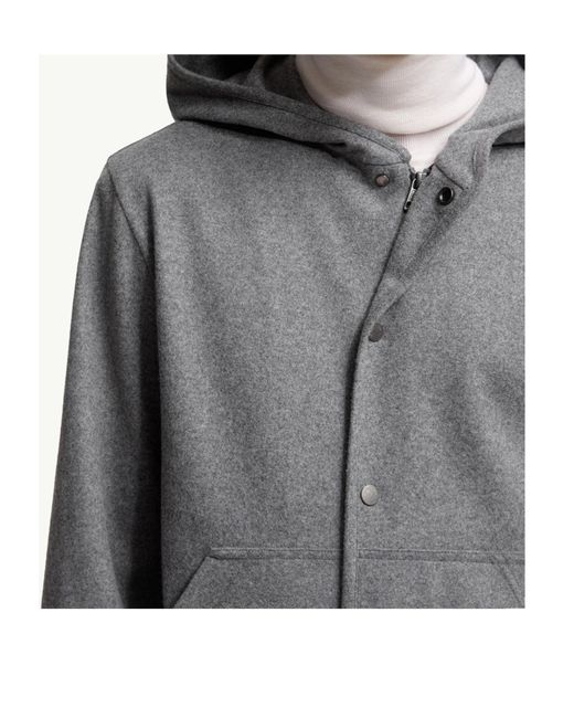 Moncler Gray Logo Patch Button-Up Hoodie for men