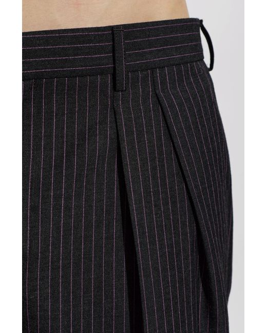 Paul Smith Black Pleated Pinstripe Pants for men