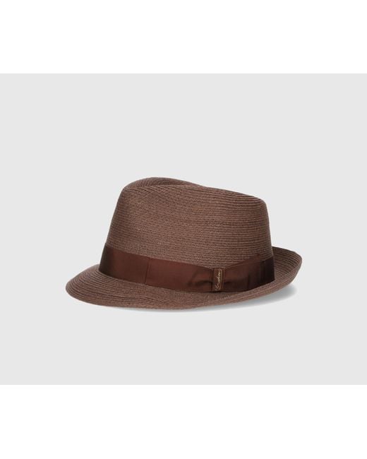 Borsalino Brown Logo Hat for men
