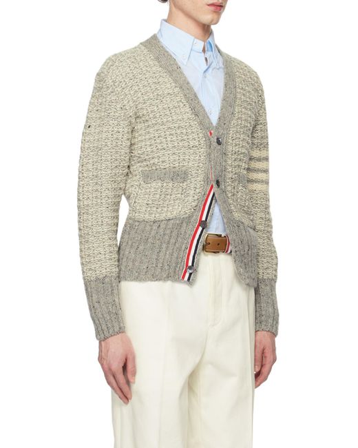 Thom Browne Natural Bar Mélange-Effect Button-Up Cardigan for men