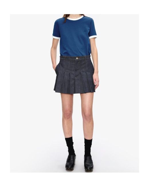 A.P.C. Blue Pleated Mini Skirt