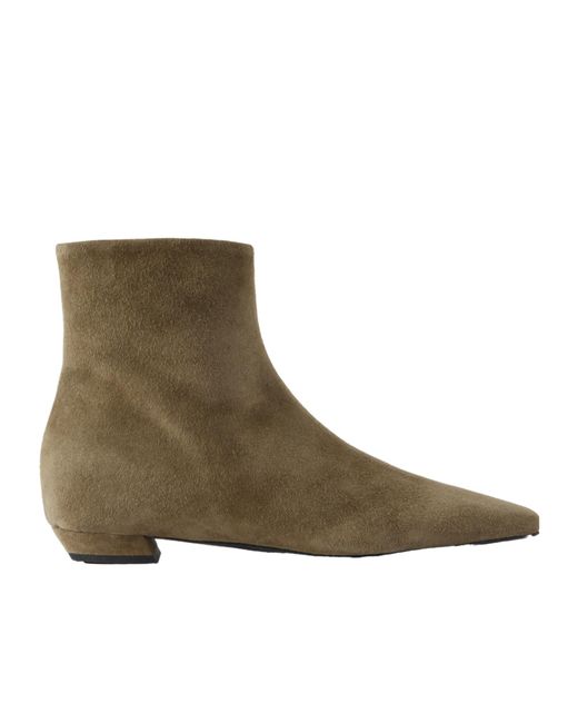 Proenza Schouler Brown Square-Toe Ankle Boots