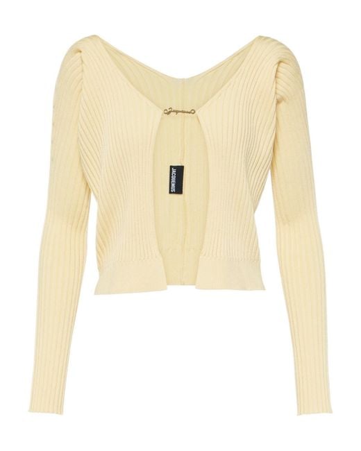 Jacquemus Natural La Maille Pralù Longue Ribbed-Knit Cardigan