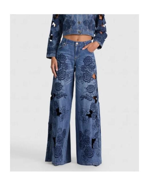 Alice + Olivia Blue Sidney Laser-Cut Jean