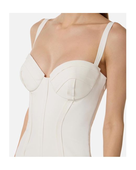 Elisabetta Franchi White Strapped Corset Midi Dress