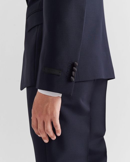Prada Blue Single-Breasted Wool And Mohair Tuxedo for men