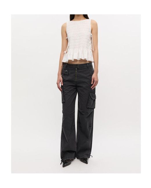 Ganni Gray Drawstring Cargo Trousers