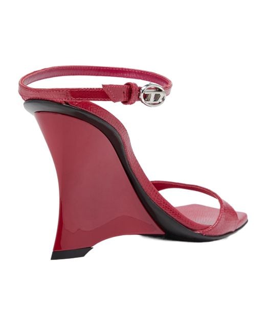 DIESEL Pink D-Amber Wedge Sandals