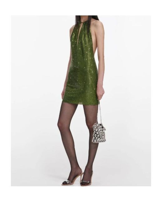 Self-Portrait Green Embellished Mini Dress