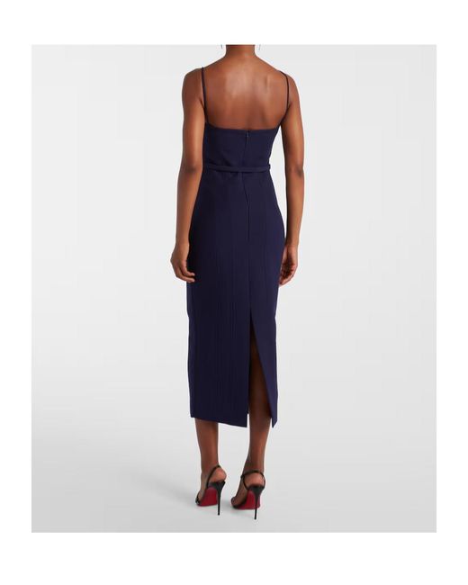Roland Mouret Blue Belted Crêpe Midi Dress