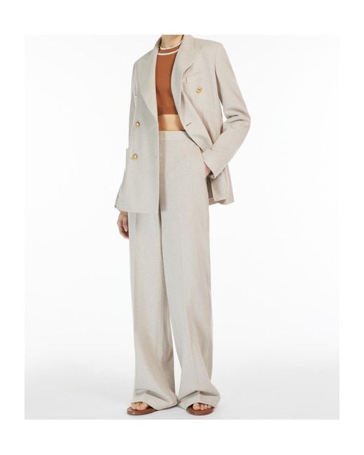 Max Mara White Double-Breasted Long-Sleeved Jacket