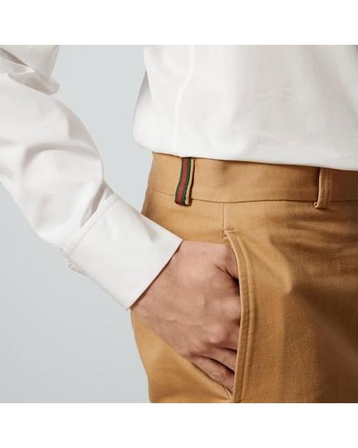 Gucci Natural Twill Straight Trousers for men