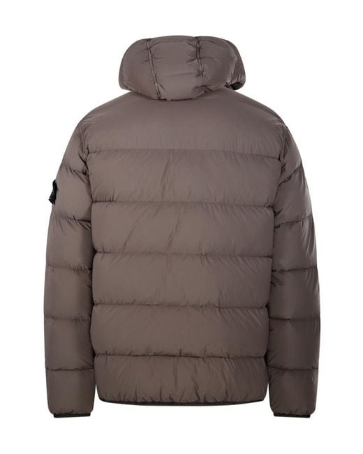Stone Island Gray Padded Hooded Puffer Jacket for men