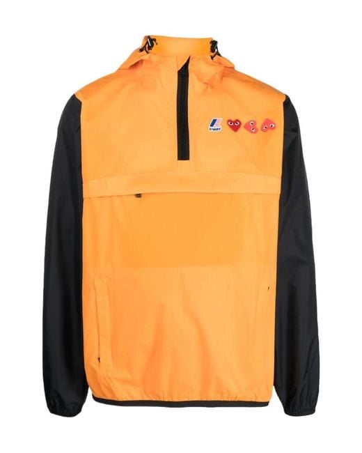 COMME DES GARÇONS PLAY Orange Logo-Print Hooded Jacket for men