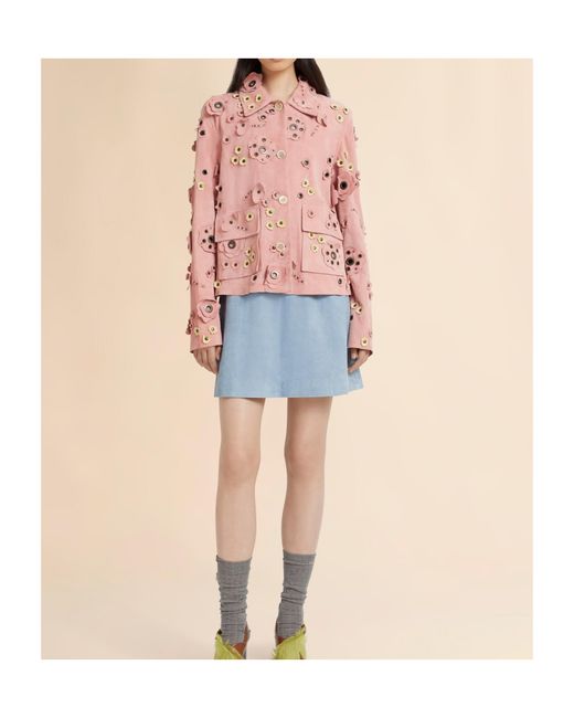 Marni Pink Floral Appliqué Buttoned Jacket
