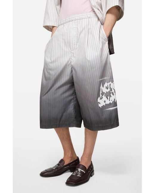 Acne Gray Oversized Logo Shorts for men