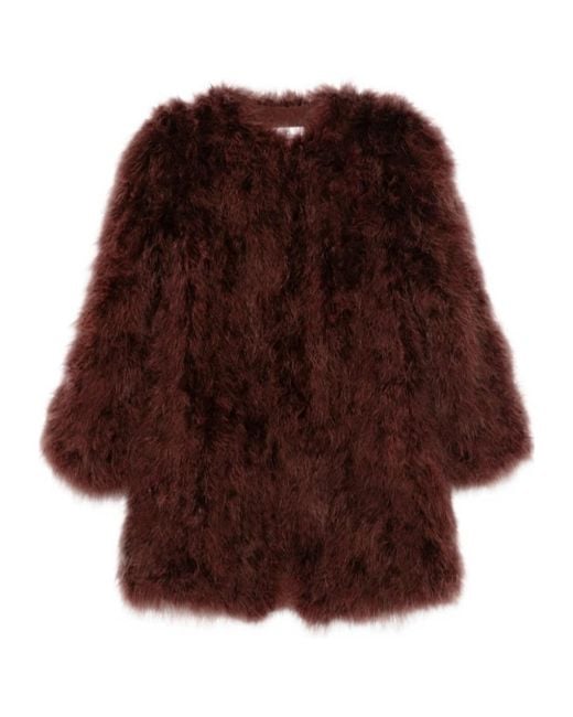 Yves Salomon Purple Feather-Embellished Jacket