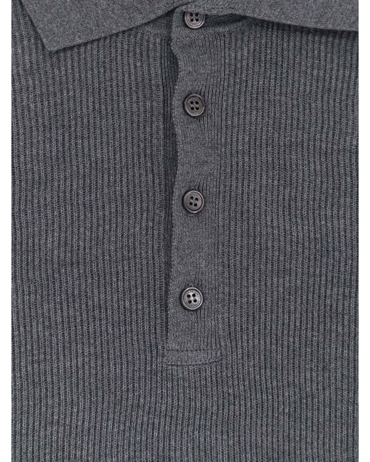 Brunello Cucinelli Gray Short-Sleeved Polo Shirt for men