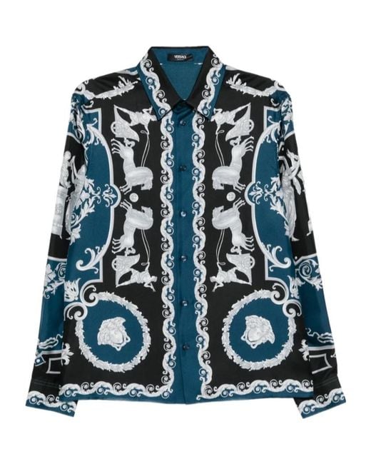 Versace Blue Hall Of Hero Printed Shirt for men