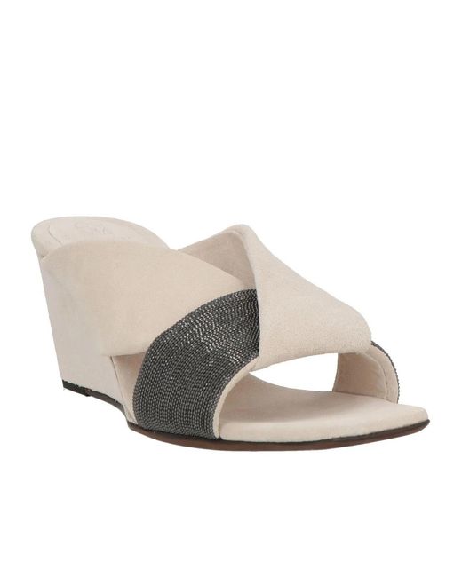 Brunello Cucinelli Gray Solid Color Sandals