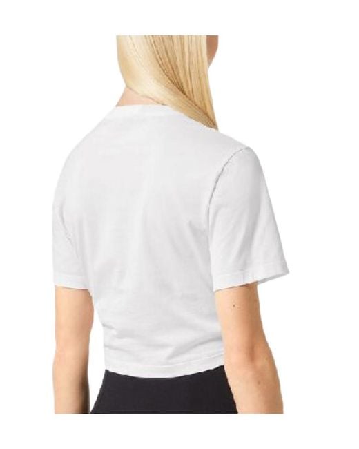 Versace White Logo Embellished Safty-Pin T-Shirt