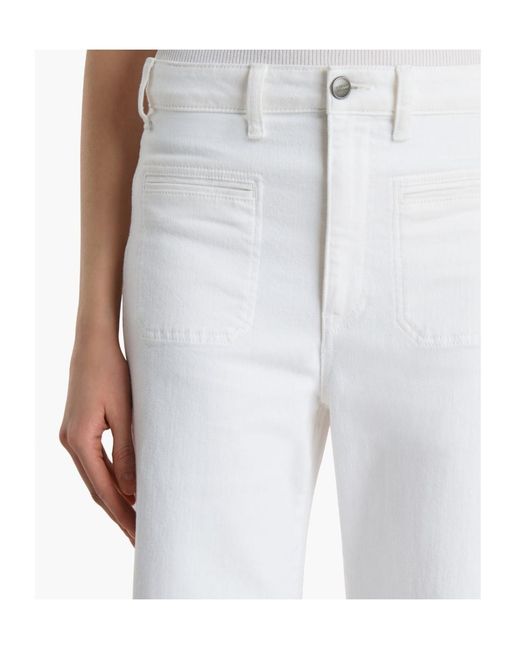 Khaite White Logo Patch Wide-Leg Jeans