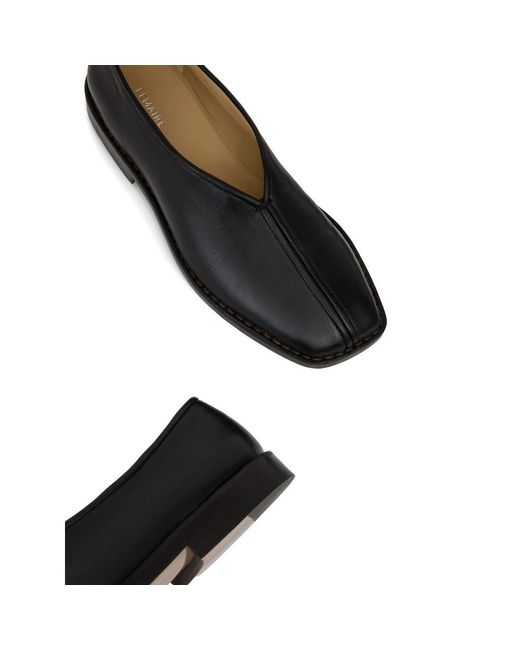 Lemaire Black Piped Square-Toe Loafers