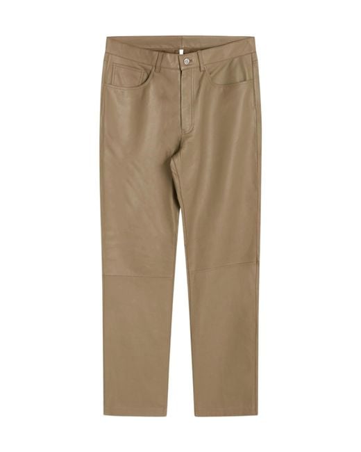 sunflower Natural Leather Pants With Belt Loops for men