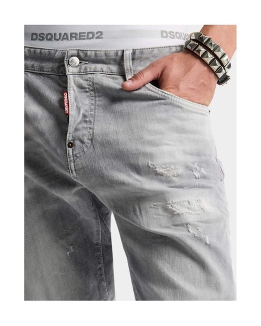 DSquared² Gray Slim-Fit Distressed Jeans for men