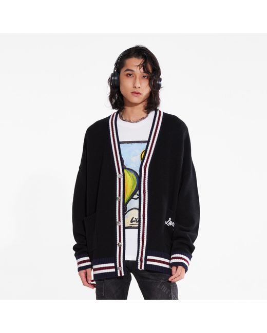 LIU REGALI Black Sonic Jacquard Knitted Cardigan for men