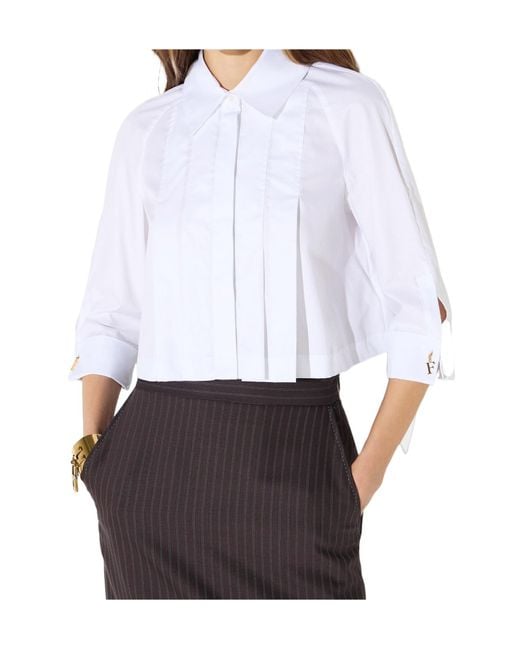 Elisabetta Franchi White Pleat Detailed Shirt