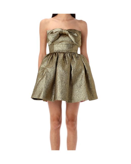 Self-Portrait Natural Metallic Jacquard Mini Dress