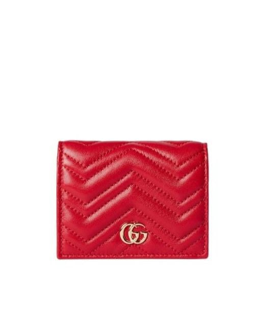Gucci Red Gg Marmont Small Wallet