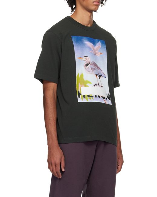 Heron Preston Black Graphic Printed Crewneck T-Shirt for men