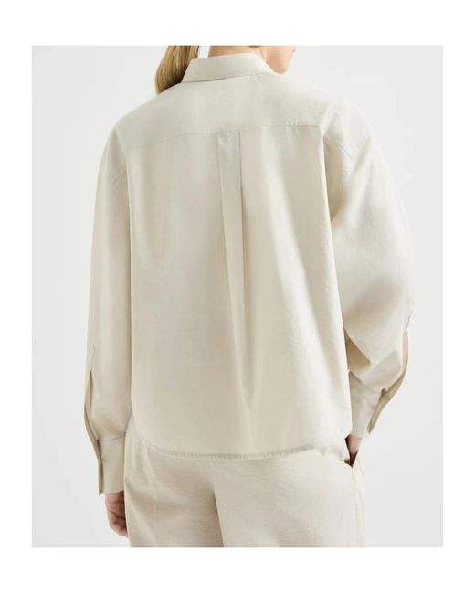 Brunello Cucinelli White Embellished Buttoned Blouse