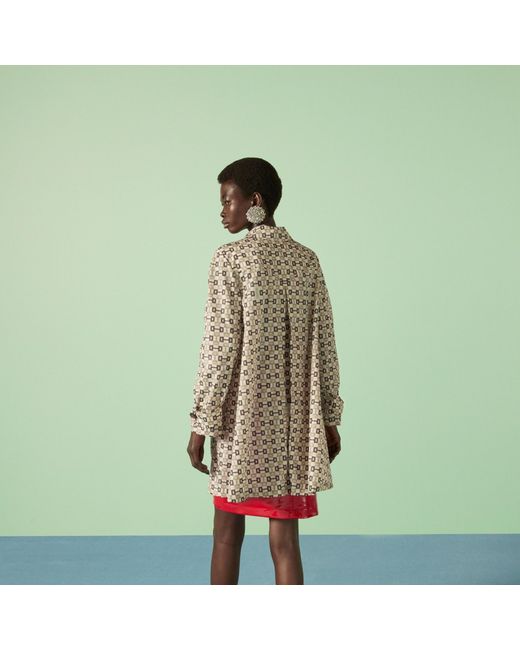 Gucci Metallic Graphic Printed Mid-Length Coat