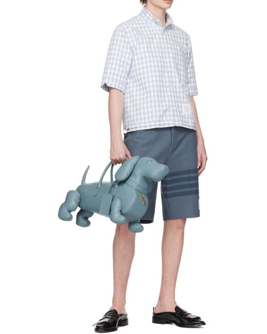 Thom Browne White Gingham Poplin Short-Sleeve Shirt for men