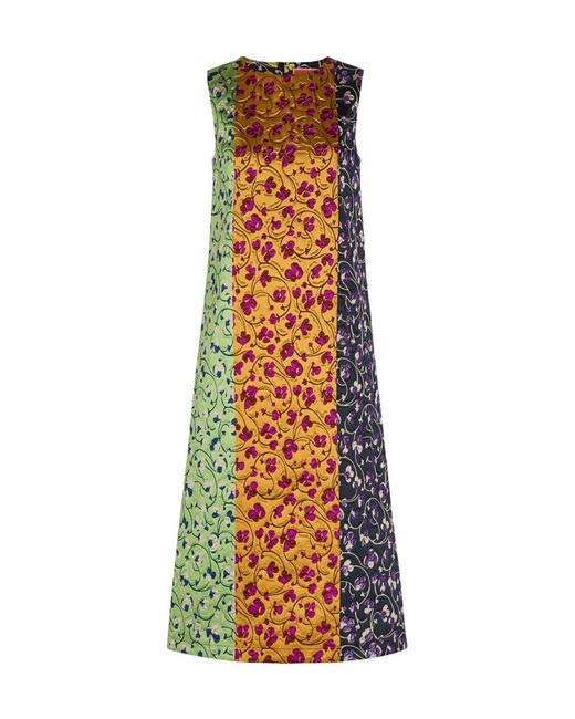 LaDoubleJ Multicolor Column Floral-Jacquard Woven Midi Dress