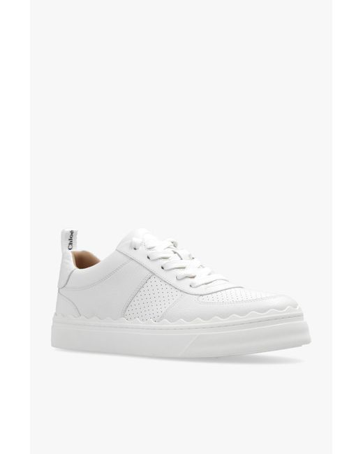 Chloé White Lace-Up Leather Sneakers
