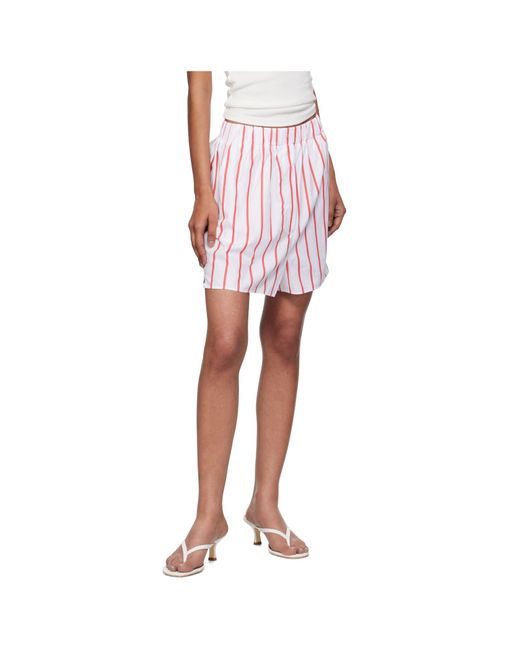 Frankie Shop Red Lui Striped Cotton Boxer Shorts