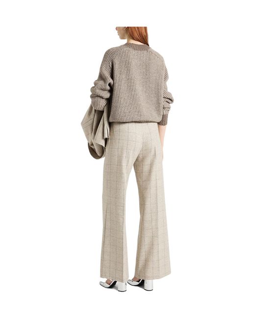 MAX&Co. Natural Loose-Fit Plaid Trousers