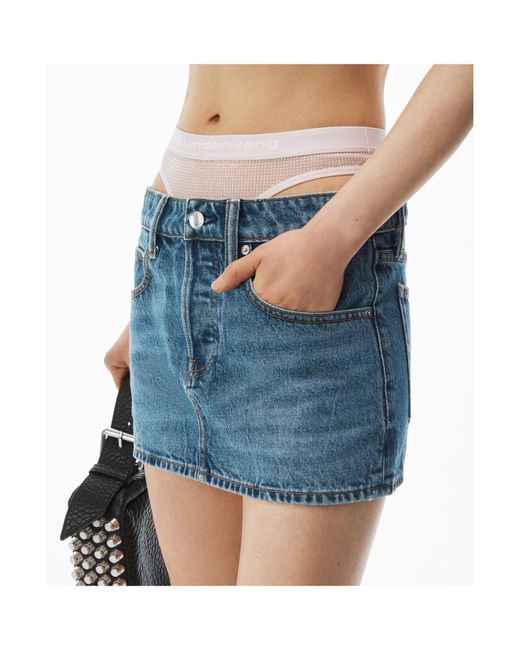 Alexander Wang Blue Prestyle Hotfix Layered Mini Skirt