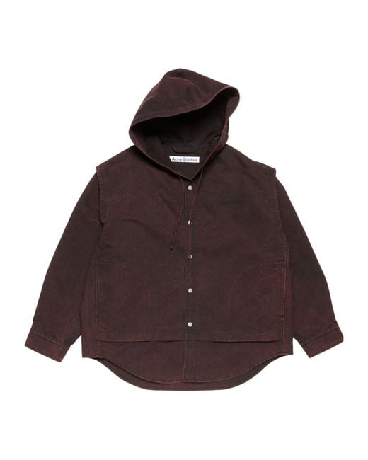 Acne Brown Layered Hooded Jacket for men
